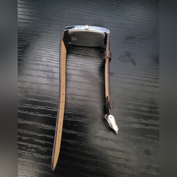 Seiko Silver Rectangular Watch with Brown Leather Strap - Picture 4 of 5